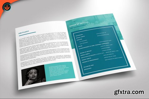 CreativeMarket - Turquoise Funeral Program 4449655