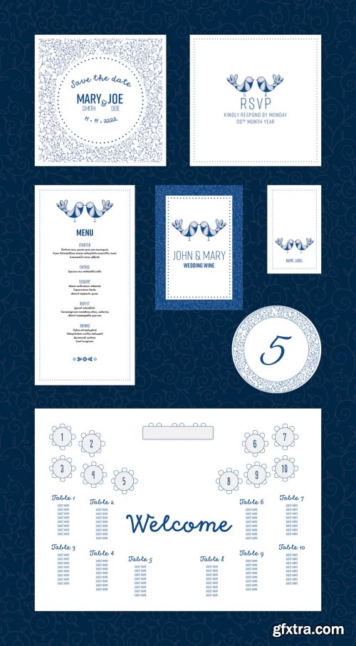 Blue and White Wedding Set Layout 324348431