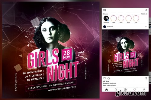 CreativeMarket - Girls Night Flyer 4579921