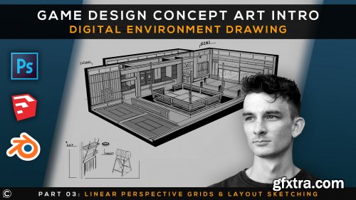  Game Design Concept Art Intro | Digital Environment Drawing | Part 3 | Persp. Grids & Layout Sketch