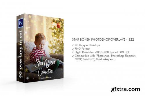 CreativeMarket - Star Bokeh Photoshop Overlays 4548423