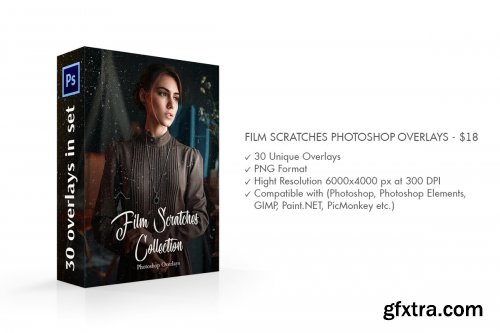 CreativeMarket - Film Scratches Photoshop Overlays 4548099