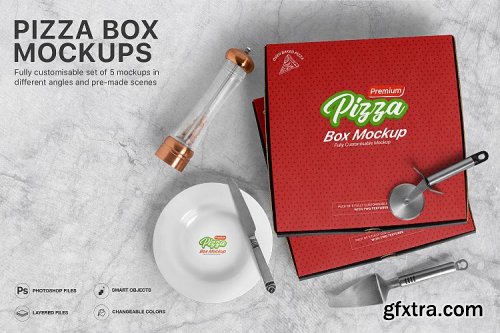 Download Designbundles Pizza Box Mockups Set Of 5 Mockups 480682 Gfxtra Yellowimages Mockups