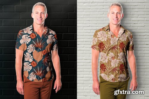 CreativeMarket - Men's Hawaiian Shirt Mockup 4465659