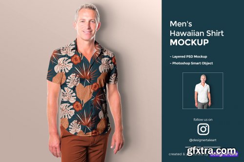 CreativeMarket - Men's Hawaiian Shirt Mockup 4465659