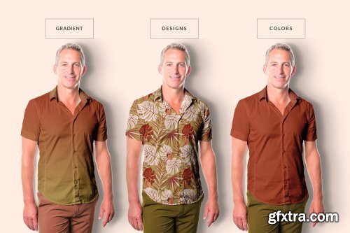 CreativeMarket - Men's Hawaiian Shirt Mockup 4465659