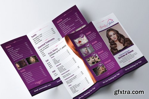 CreativeMarket - Beauty Salon Trifold Brochure 4443143