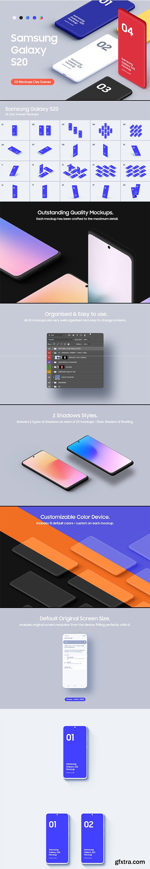 Samsung Galaxy S20 - 20 Clay Mockups