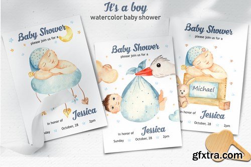 It’s a boy watercolor clipart, cards, patterns