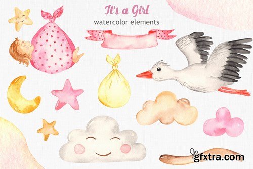 It’s a girl watercolor clipart, cards, patterns