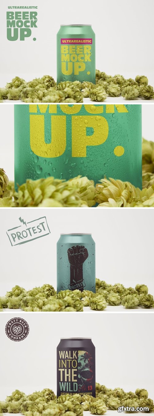 Front Hop Beer Can Mockup