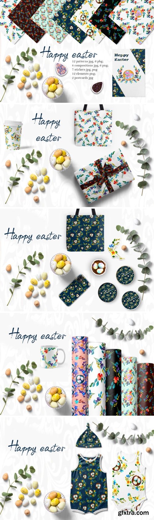 Watercolor Set. Happy Easter 3038863