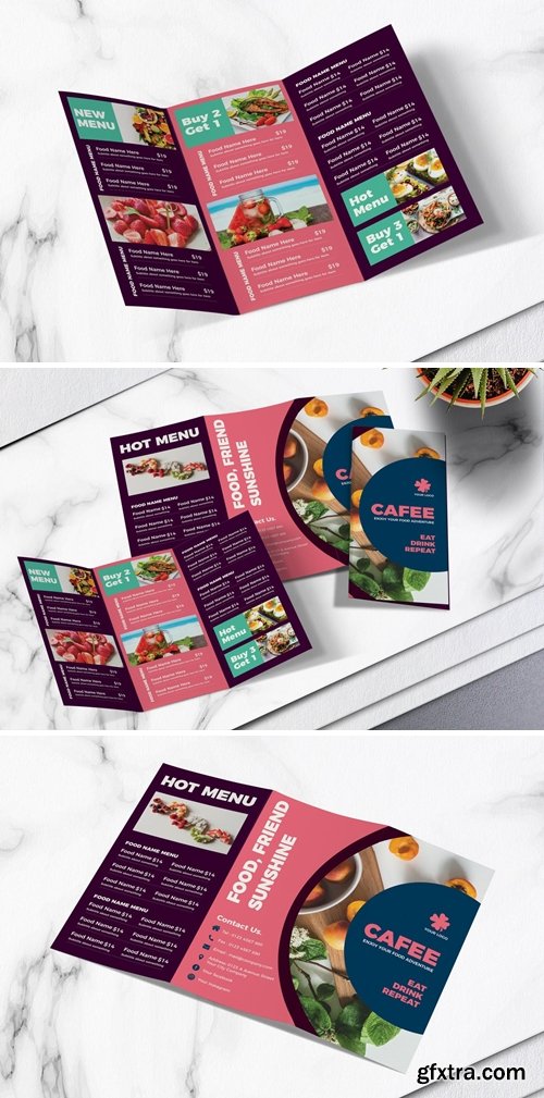 Food Menu Trifold Brochure Vol.06
