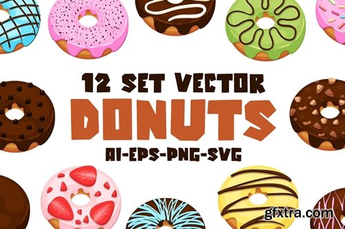 12 Donuts - Vector Set