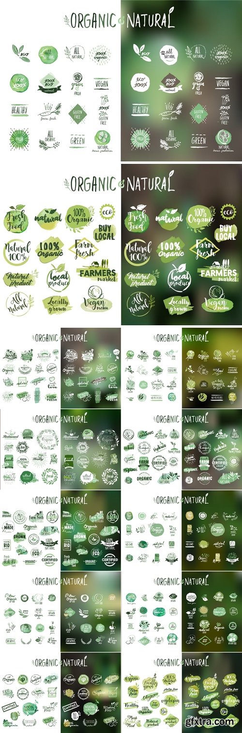 Organic products stickers and badges