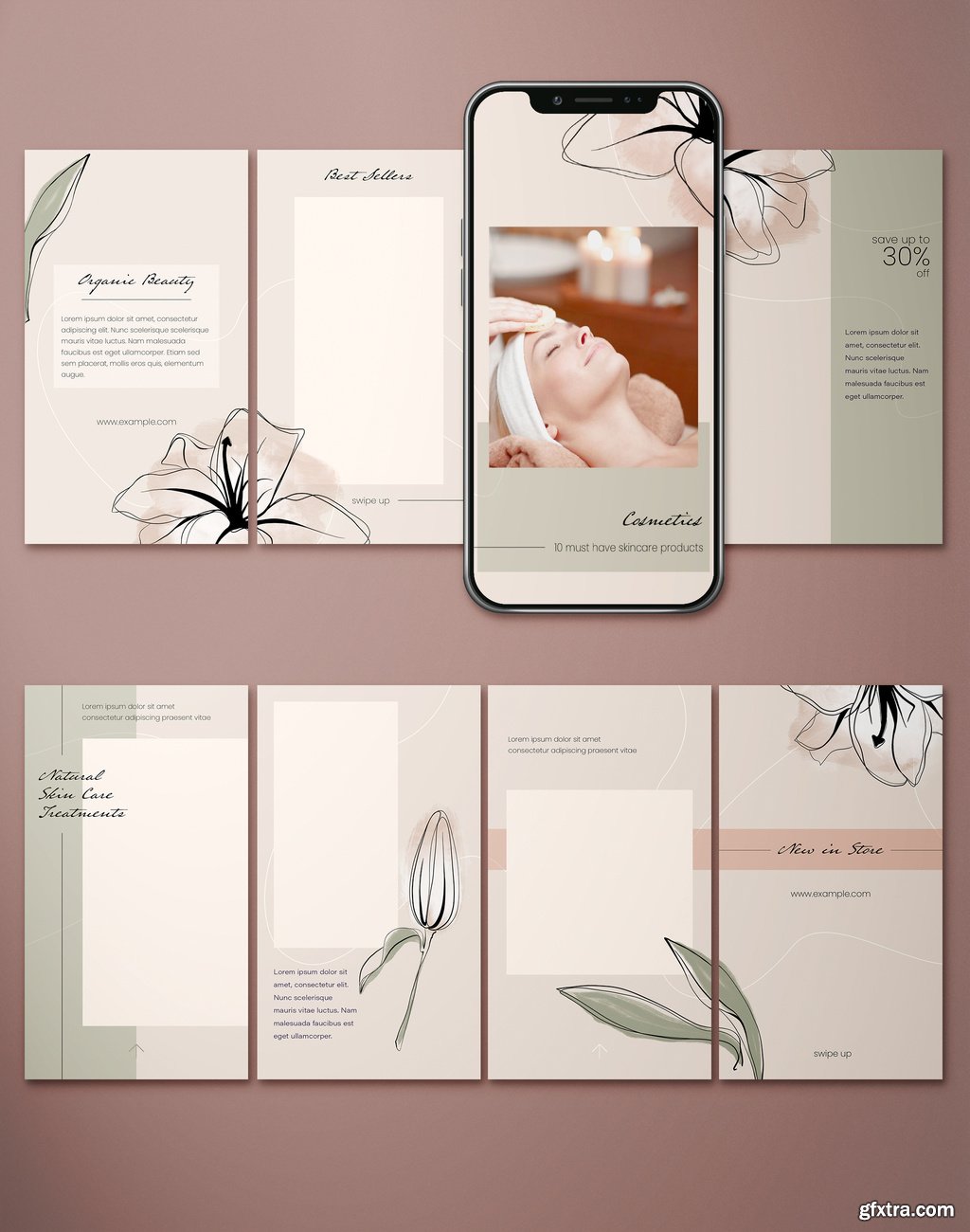Social Media Stories Layout Set with Hand Drawn Flowers 326759129 » GFxtra