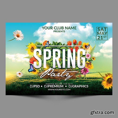 Spring party horizontal flyer