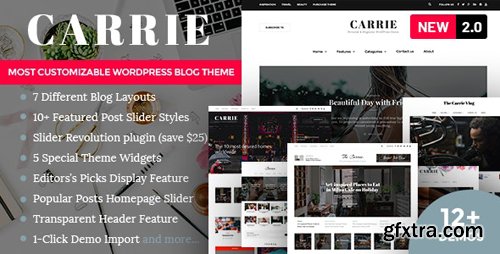 ThemeForest - Carrie v2.0.1 - Personal & Magazine WordPress Theme - 18968307