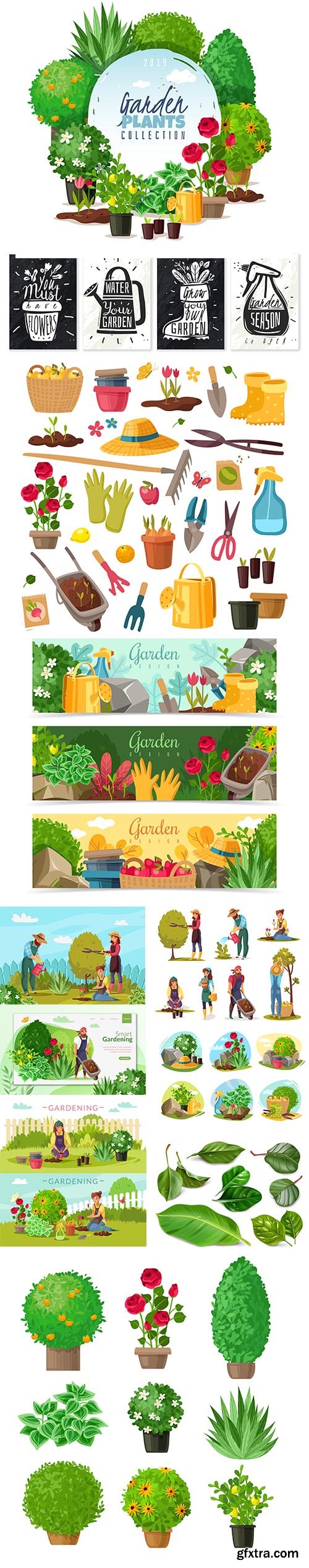 Gardening Illustration Cartoon Plants Collection