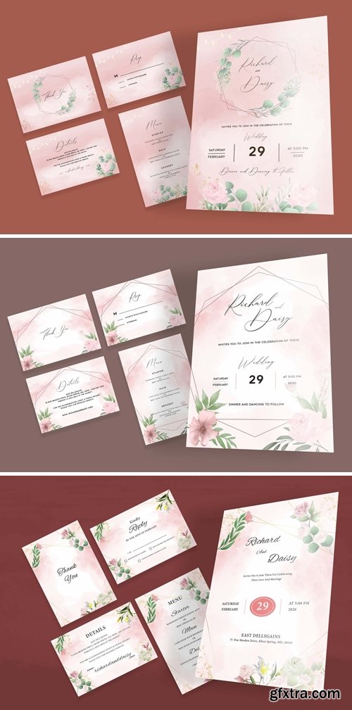 Rose Garden Botanical Wedding Invitation Set