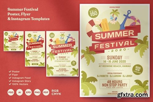 Summer Festival Poster Flyer & Instagram Template