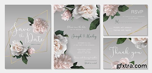 Wedding Invitation Suite with Romantic Flowers