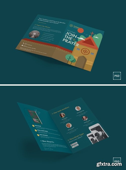 Church Bi-Fold Brochure PSD Template