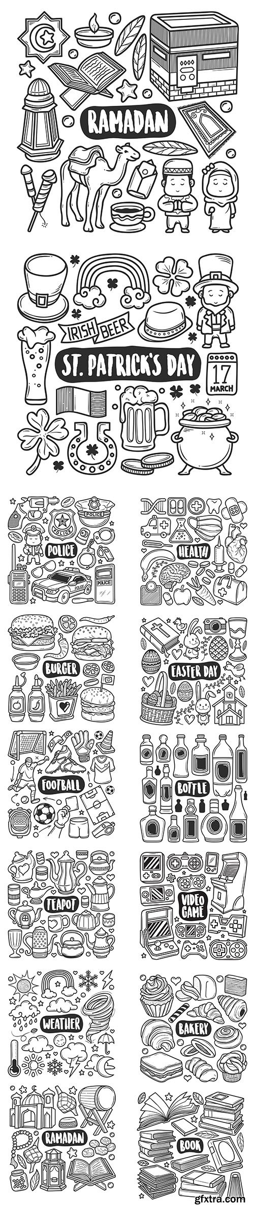 Collection of Hand-Drawn Doodle Icons