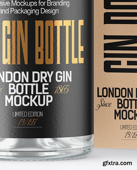 Clear Glass Gin Bottle with Box Mockup 56208