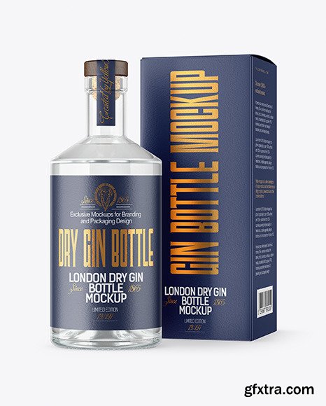 Clear Glass Gin Bottle with Box Mockup 56208