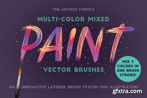 Multi-color, Mixed Paint Brushes