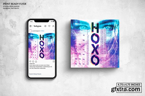 Hoxo Music Party Square Flyer & Social Media Post