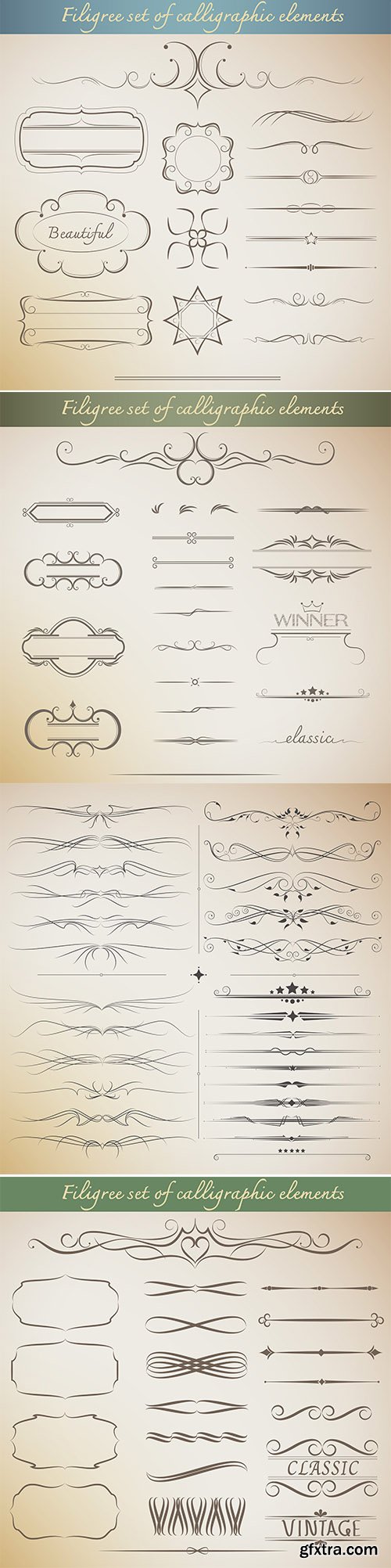 Filigree Big Set of Calligraphic Elements 