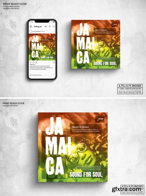 Jamaica Music Square Flyer & Social Media Post