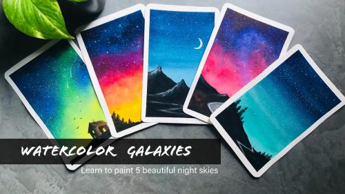 SkillShare - Watercolor Galaxies - Learn to paint 5 beautiful night skies - 1286853208