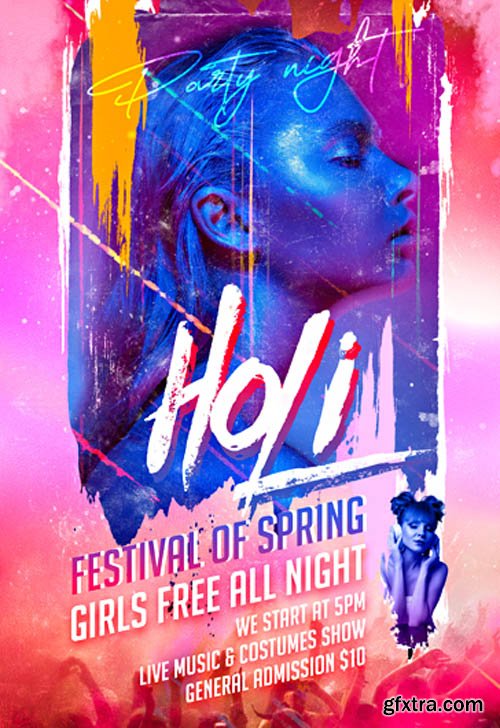 Holi Festival V0103 2020 Premium PSD Flyer Template