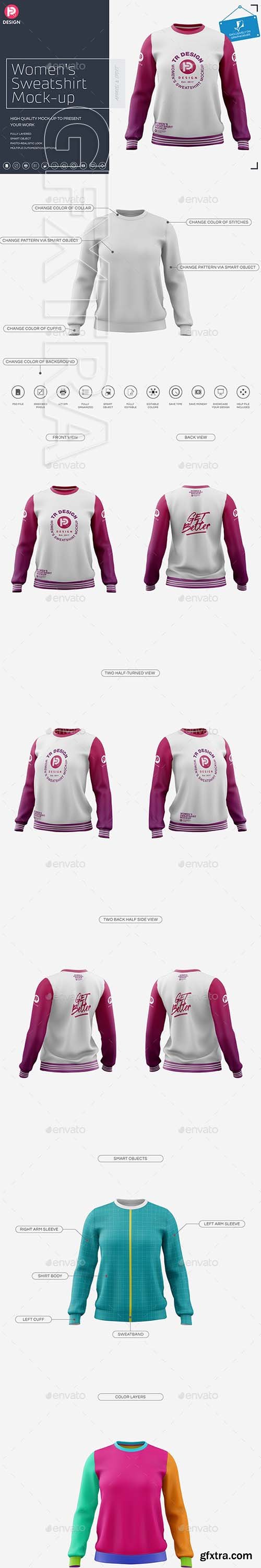 Graphicriver - Women\'s Crew Neck Sweatshirt Mockup 25837044