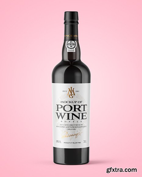 Green Glass Port Wine Bottle Mockup 56455