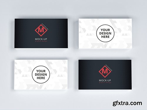 4 Horizontal Business Cards on Gray Mockup 200436200