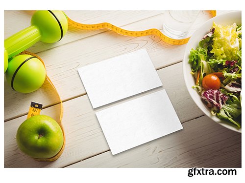 Business Cards on White Table Mockup 208419686