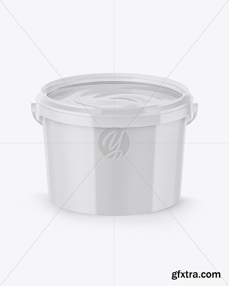 Opened Glossy Paint Bucket Mockup 56310