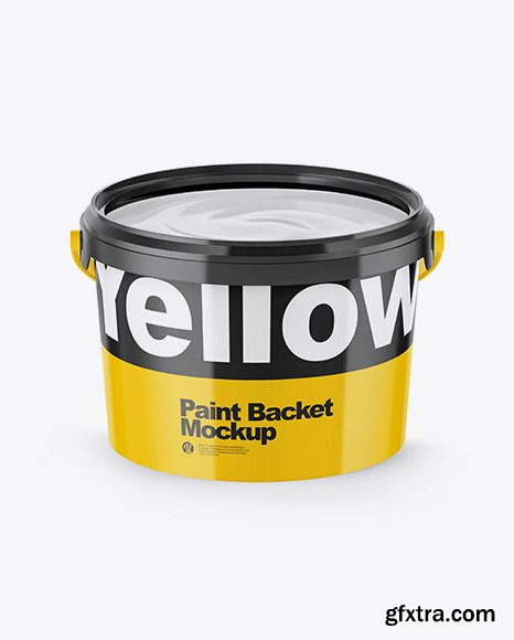 Opened Glossy Paint Bucket Mockup 56310