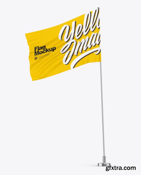 Matte Flag w/ Metallic Pole Mockup 56473