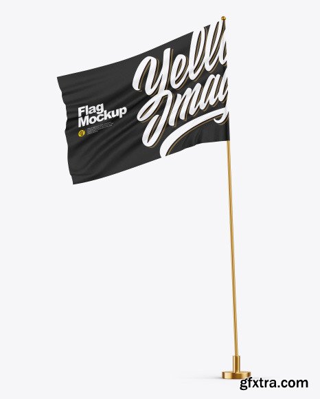 Matte Flag w/ Metallic Pole Mockup 56473