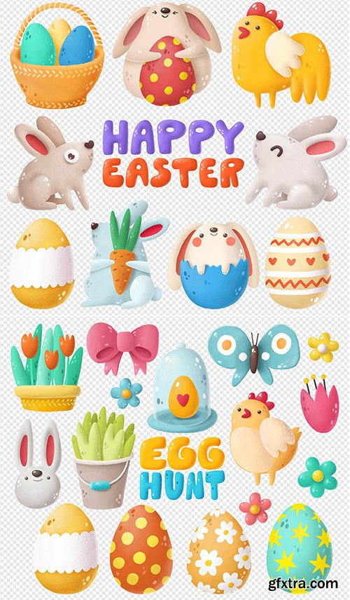 Easter Hand-Drawn PSD Set