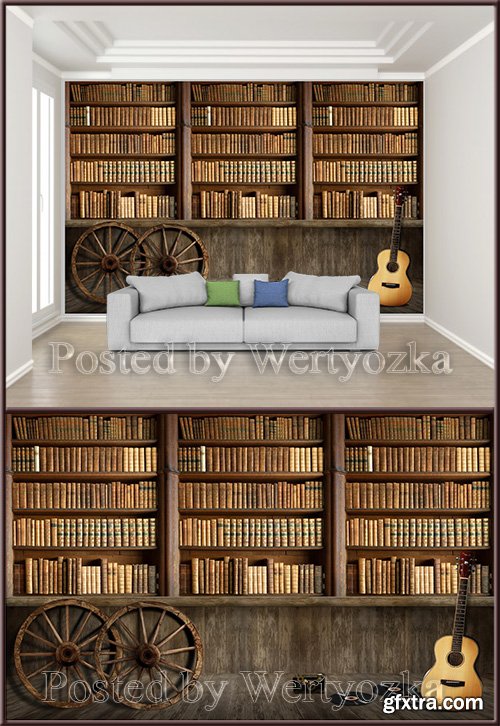 3D psd background wall living room bukkase