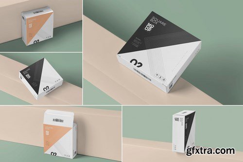 Square Shaped Slim Box Mockups