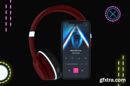 Neon iPhone Music App Mockup