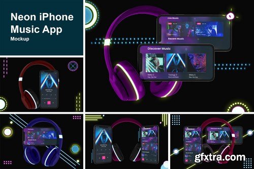 Neon iPhone Music App Mockup