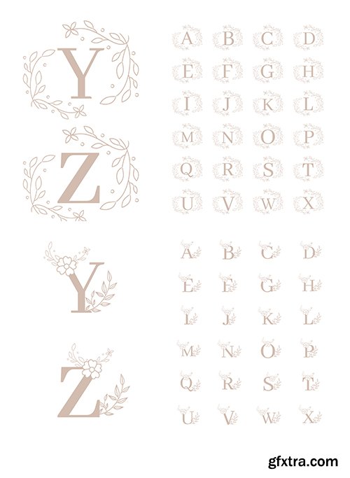 Feminine Floral Initial Logo Templates